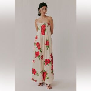 NWT Free People Botanical Maxi Dress in Tea Combo